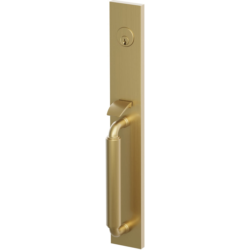 Emtek Juego de Entrada — Select Full Length Tubular Smooth_R-Bar Stem — Francés Antiguo