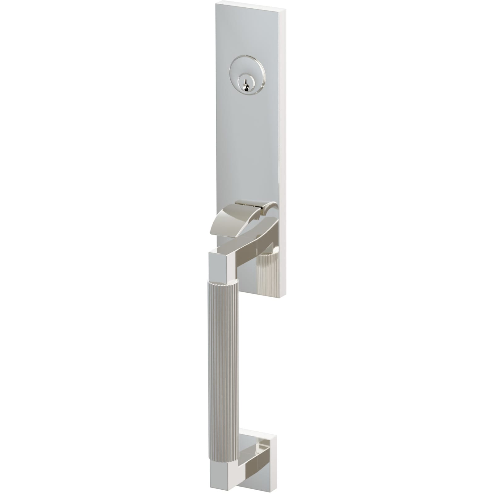 Emtek Juego de Entrada — Select Monolithic Tubular Straight Knurled — Níquel Pulido