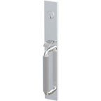 Emtek Juego de Entrada — Select Full Length Tubular Straight Knurled_R-Bar Stem — Cromo Pulido