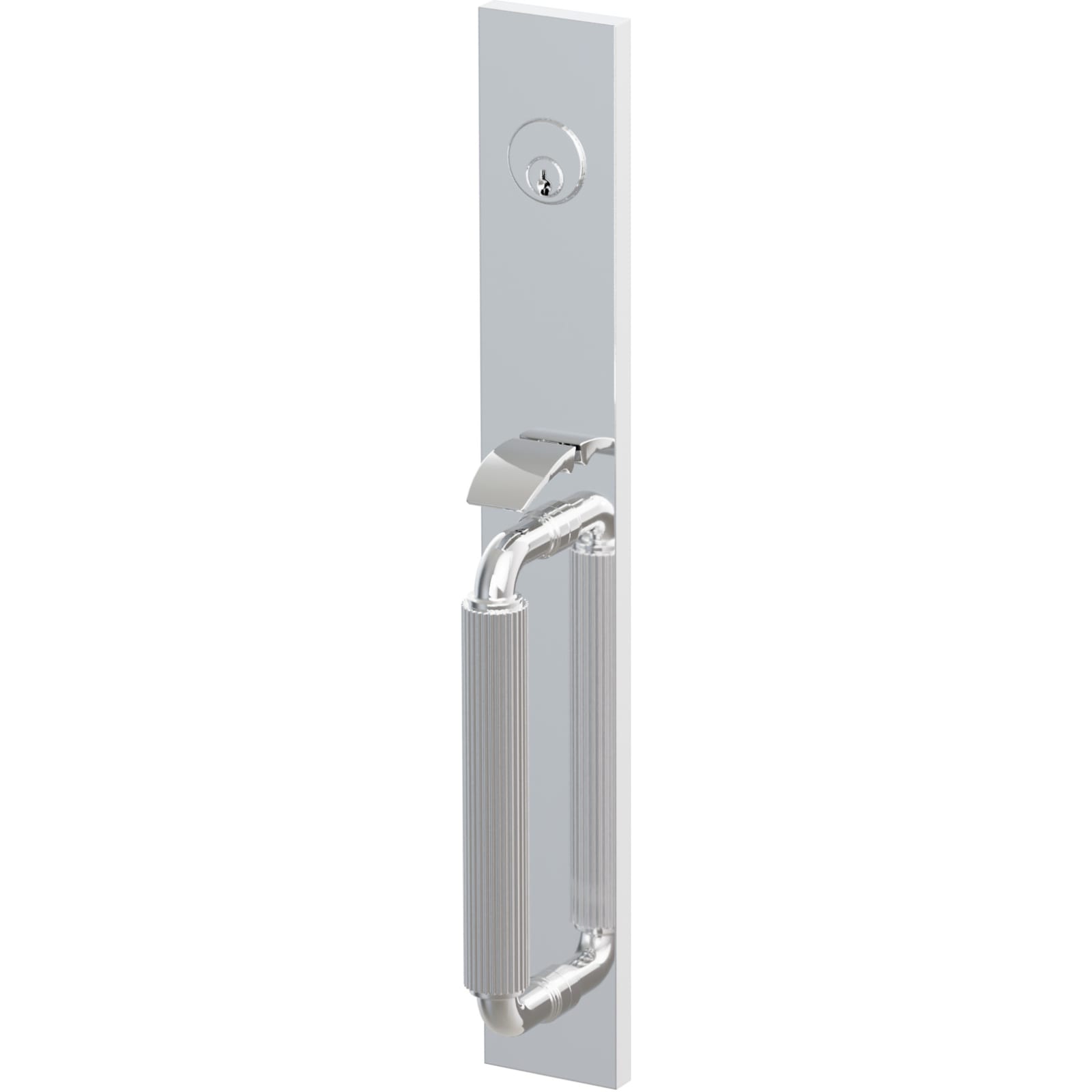 Emtek Juego de Entrada — Select Full Length Tubular Straight Knurled_R-Bar Stem — Cromo Pulido