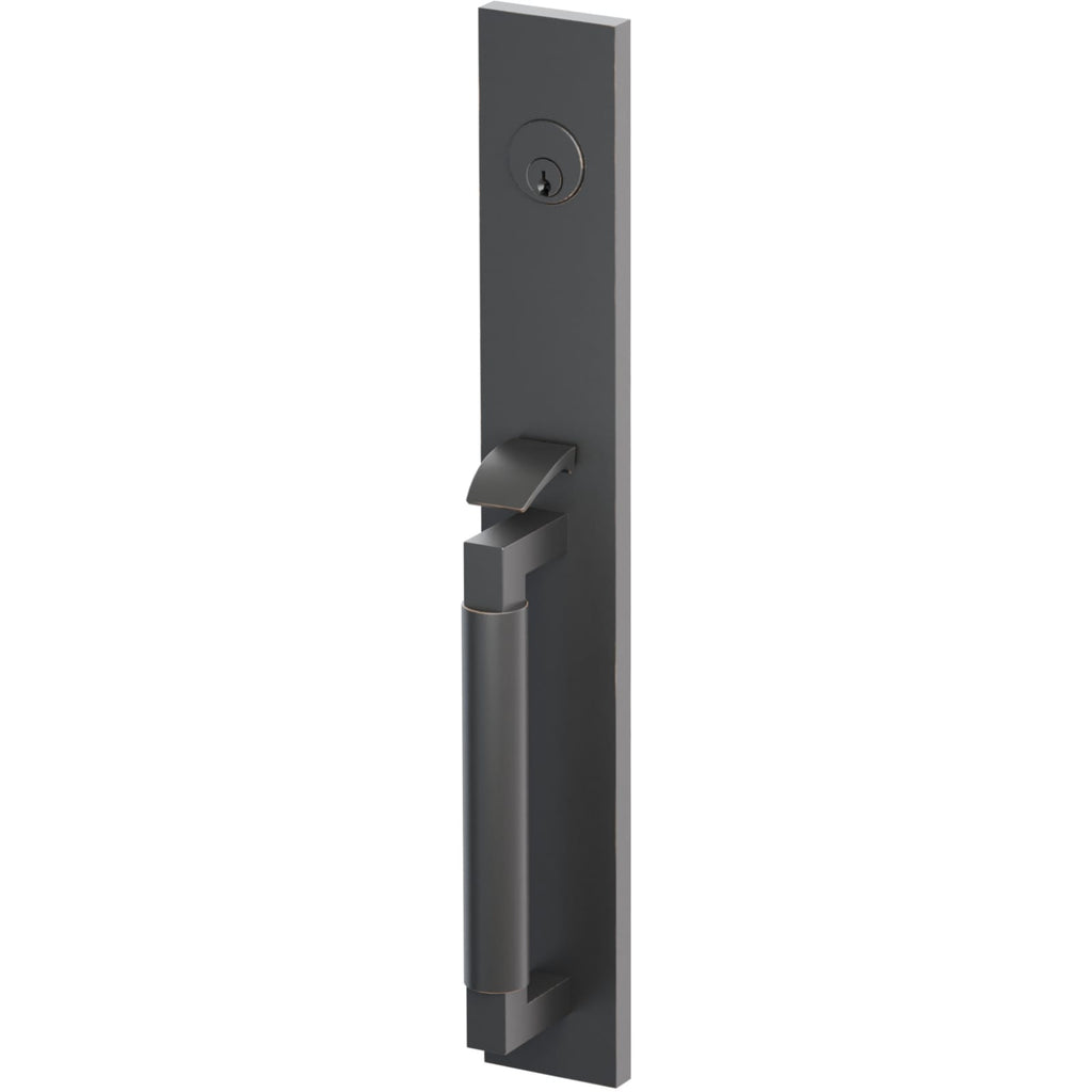 Emtek Juego de Entrada — Select Full Length Tubular Smooth — Bronce Aceitado