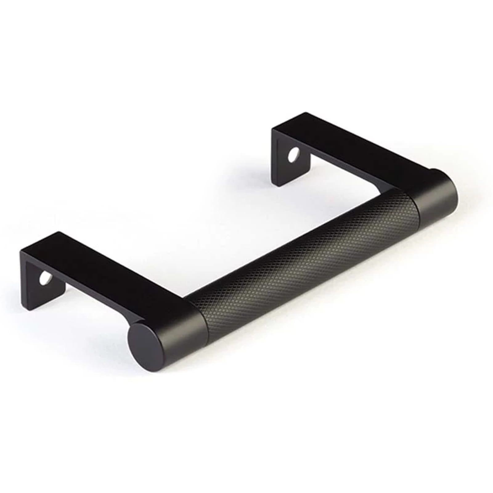 Emtek SELECT Jaladera de Borde Redondo Moleteada — Negro Mate