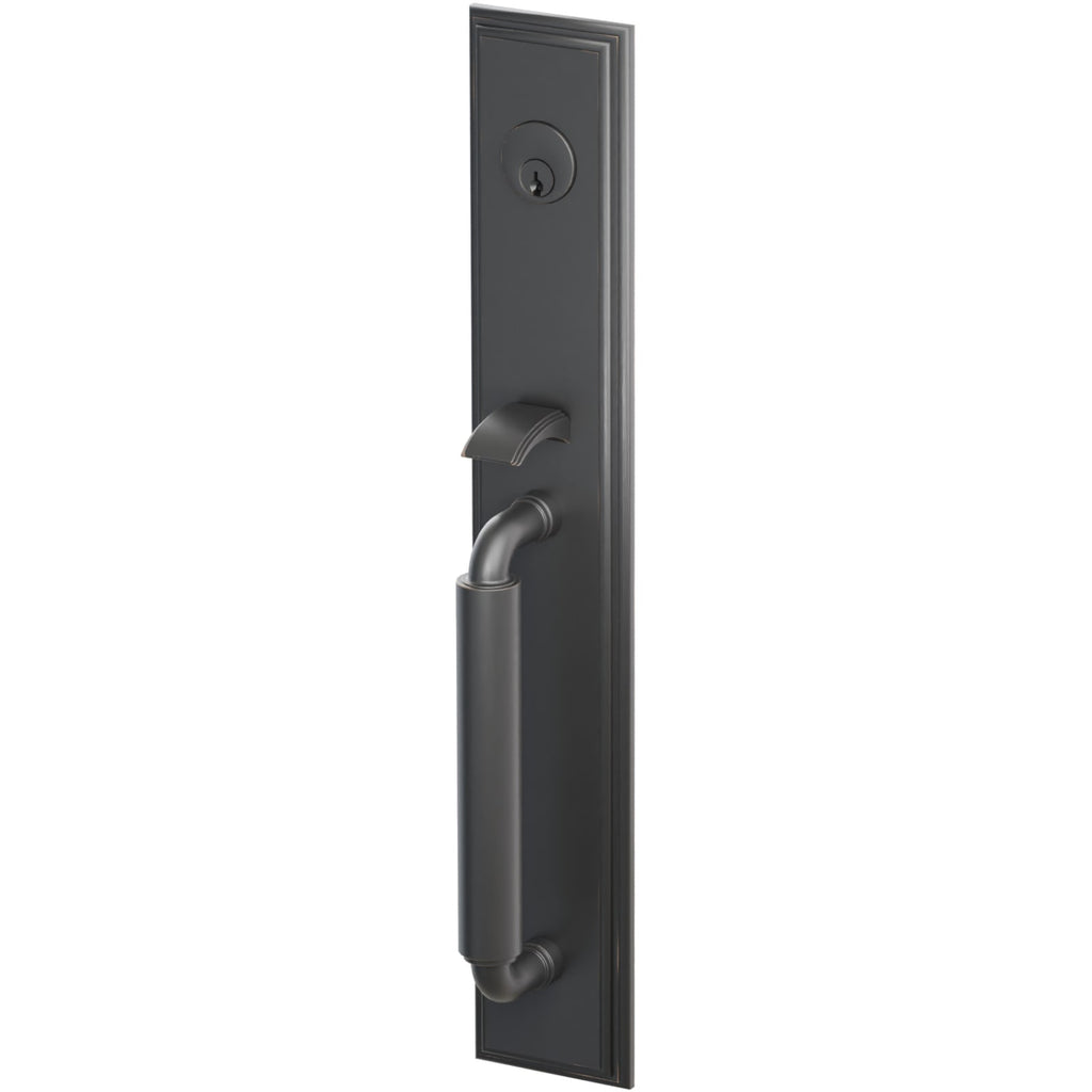 Emtek Juego de Entrada — Manning Ful Length Tubular — Bronce Aceitado