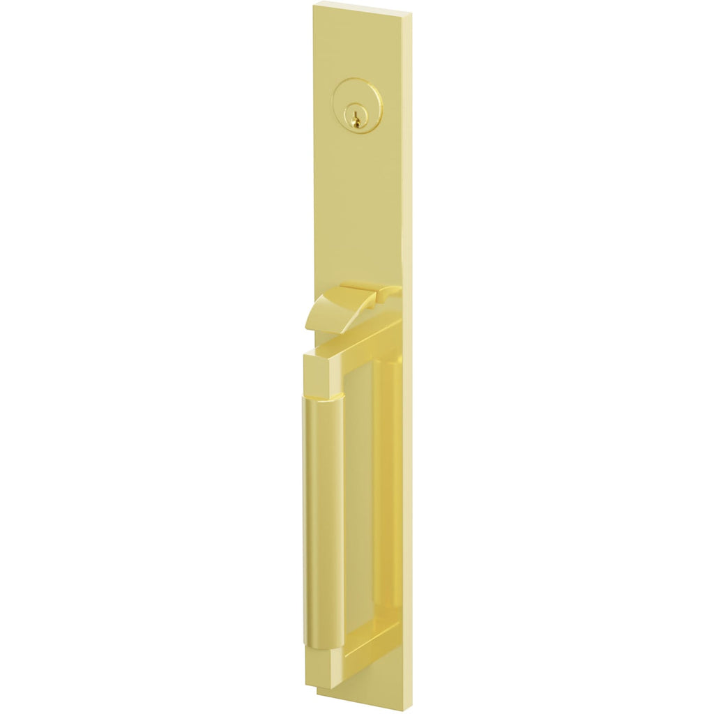 Emtek Juego de Entrada — Select Full Length Tubular Smooth — Latón sin Laca