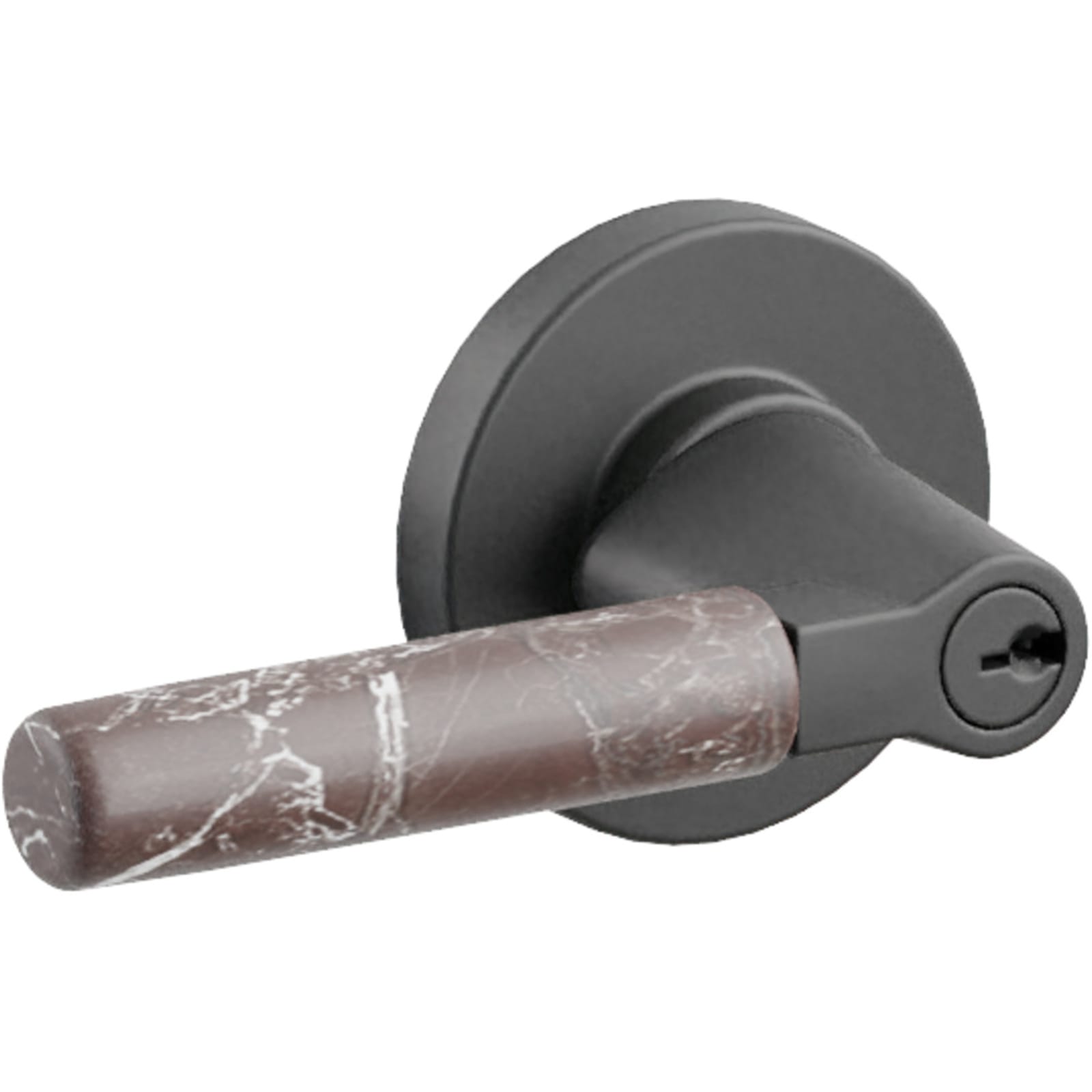 Emtek Manija con Llave SELECT L-Square Rosso Levanto Marble — Negro Mate