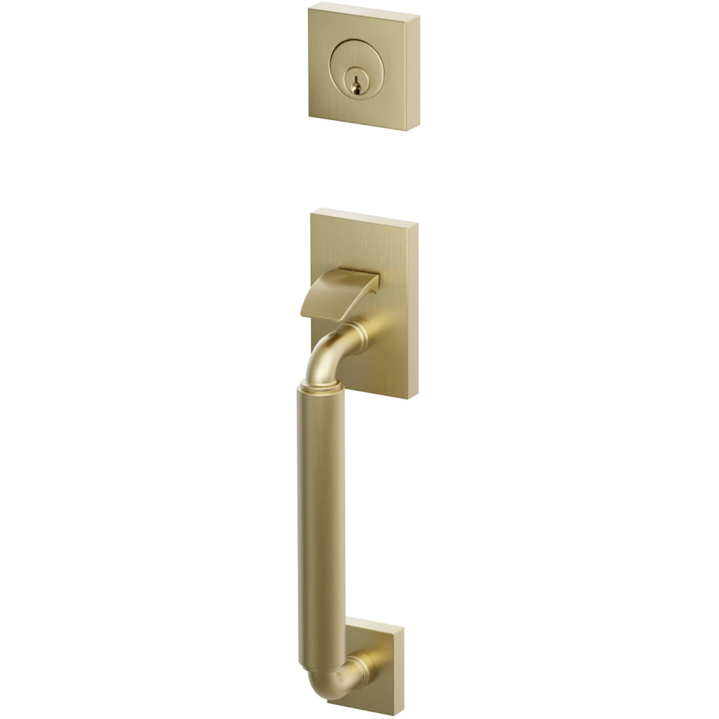 Emtek Juego de Entrada — Select Sectional Tubular Smooth_R-Bar Stem — Latón Satinado