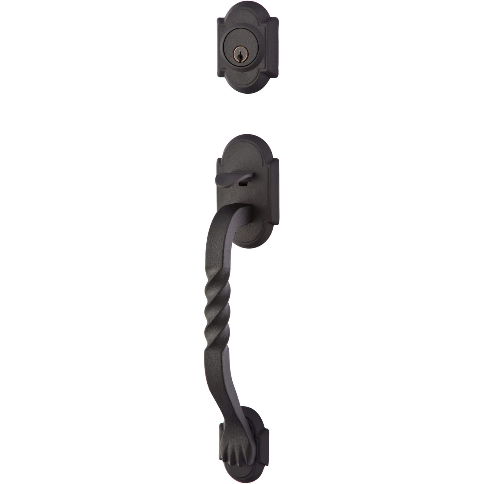 Emtek Juego de Entrada — Sectional with San Carlos Grip — Acero Negro Mate