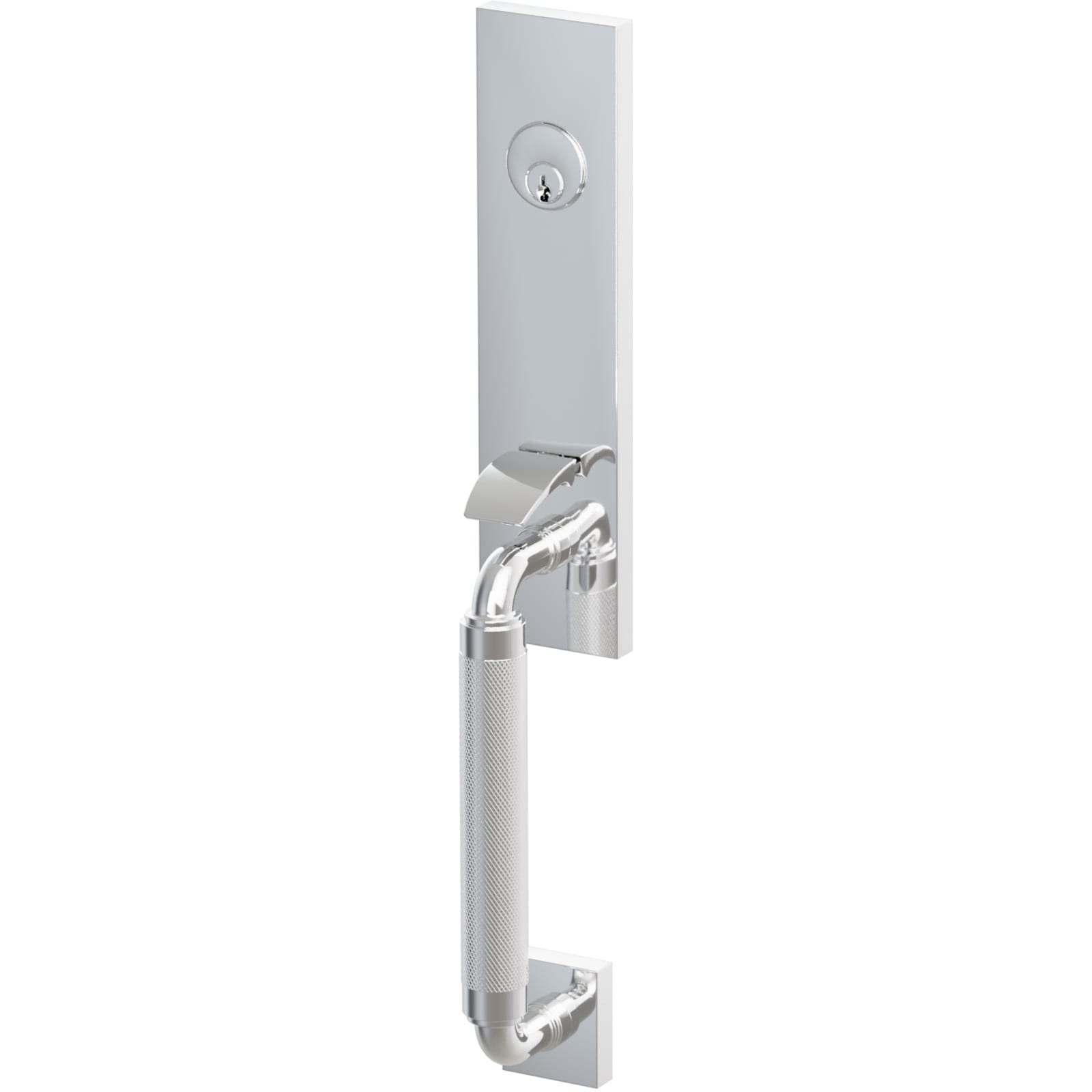 Emtek Juego de Entrada — Select Monolithic Tubular Knurled_R-Bar Stem — Cromo Pulido