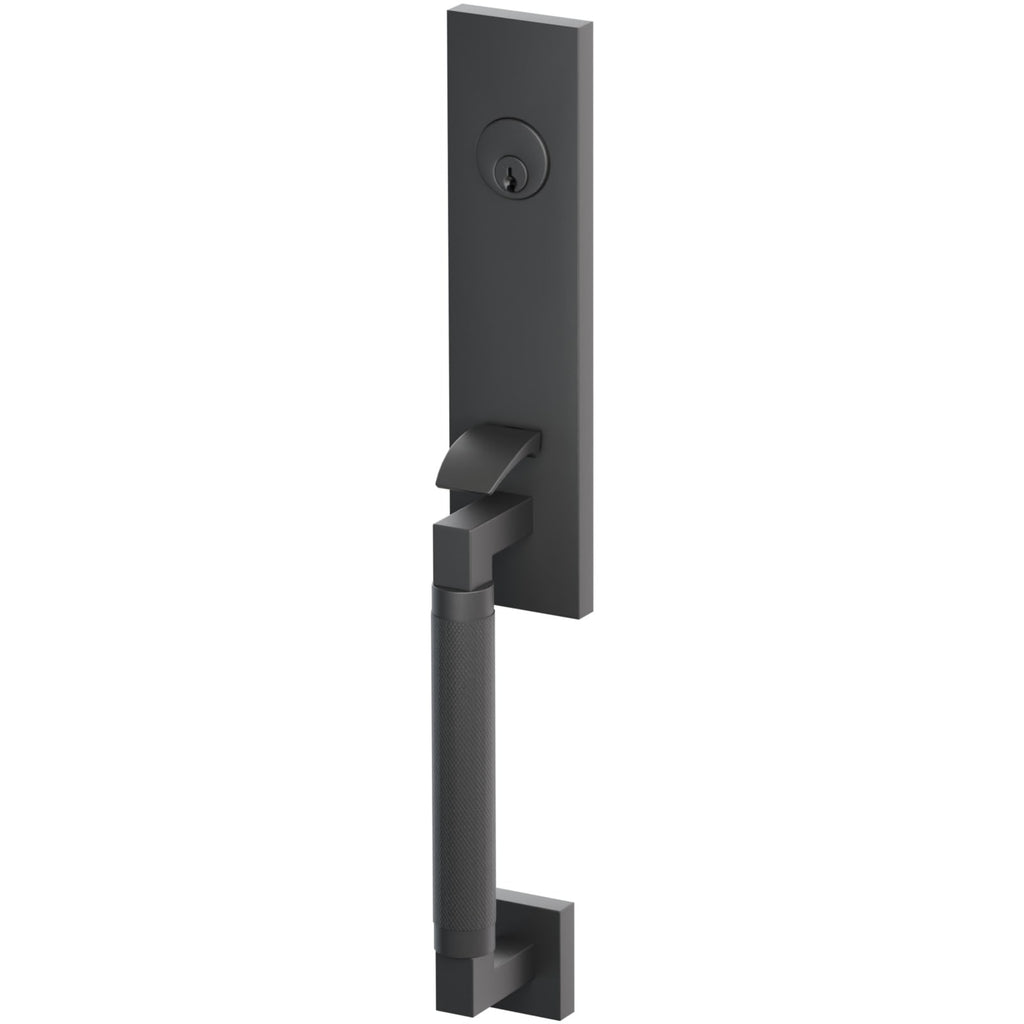 Emtek Juego de Entrada — Select Monolithic Tubular Knurled — Negro Mate
