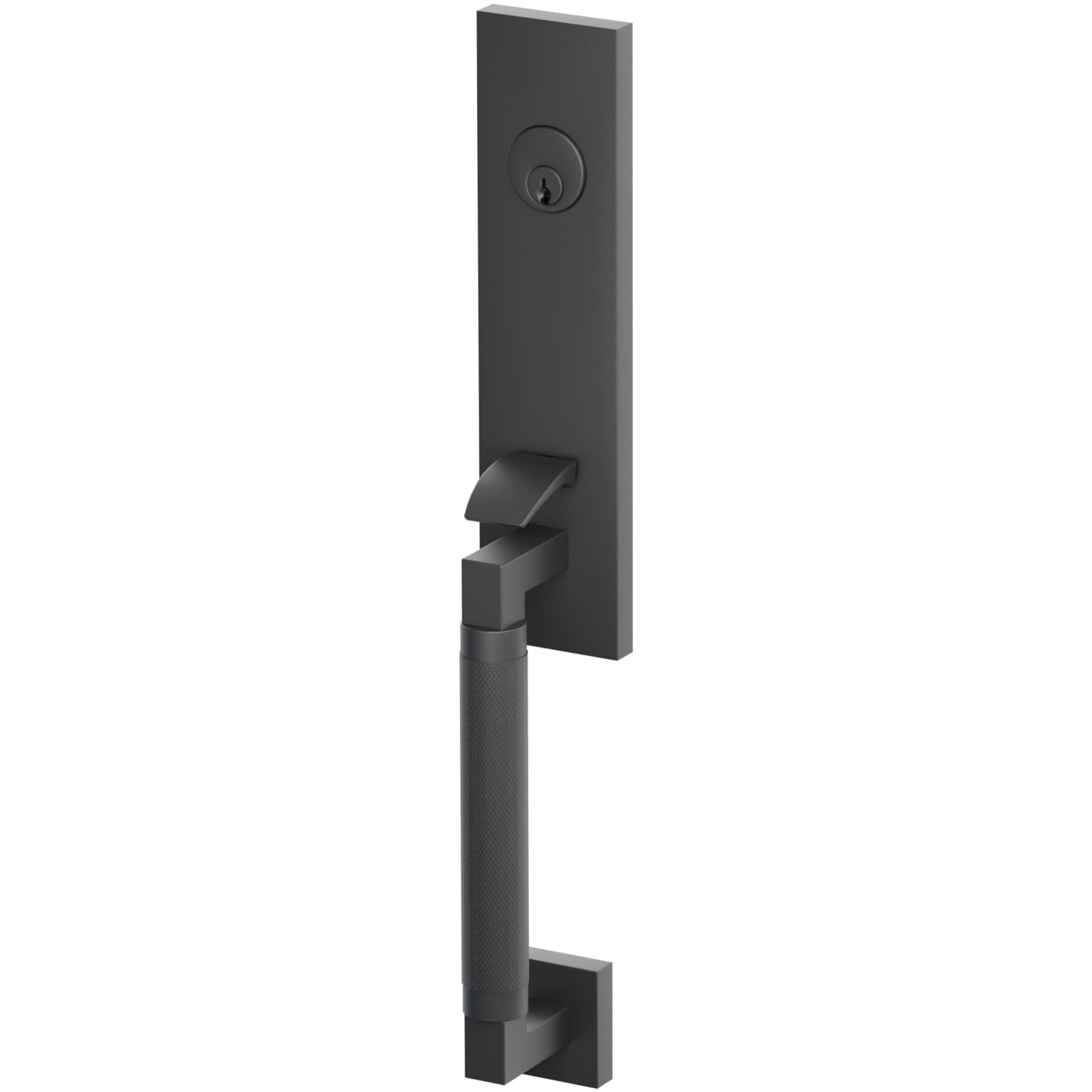 Emtek Juego de Entrada — Select Monolithic Tubular Knurled — Negro Mate