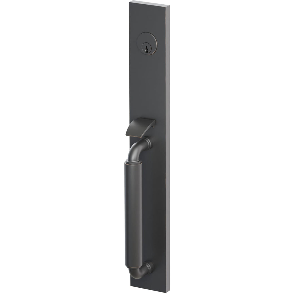 Emtek Juego de Entrada — Select Full Length Tubular Smooth_R-Bar Stem — Bronce Aceitado