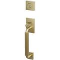 Emtek Juego de Entrada — Select Sectional Tubular Straight Knurled_R-Bar Stem — Latón Satinado