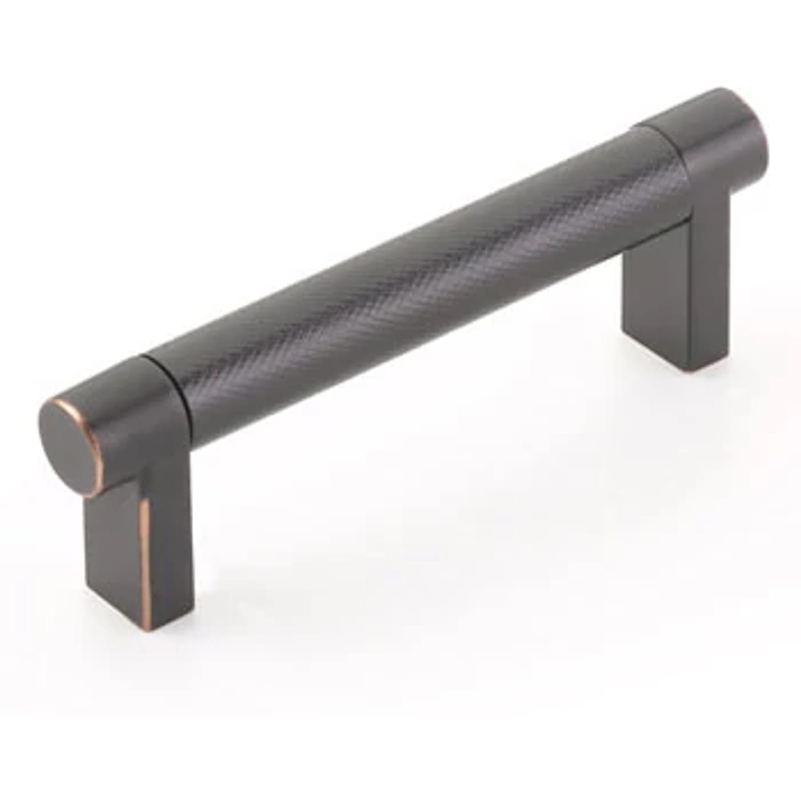 Emtek SELECT Jaladera Rectangular Moleteada — Bronce Aceitado