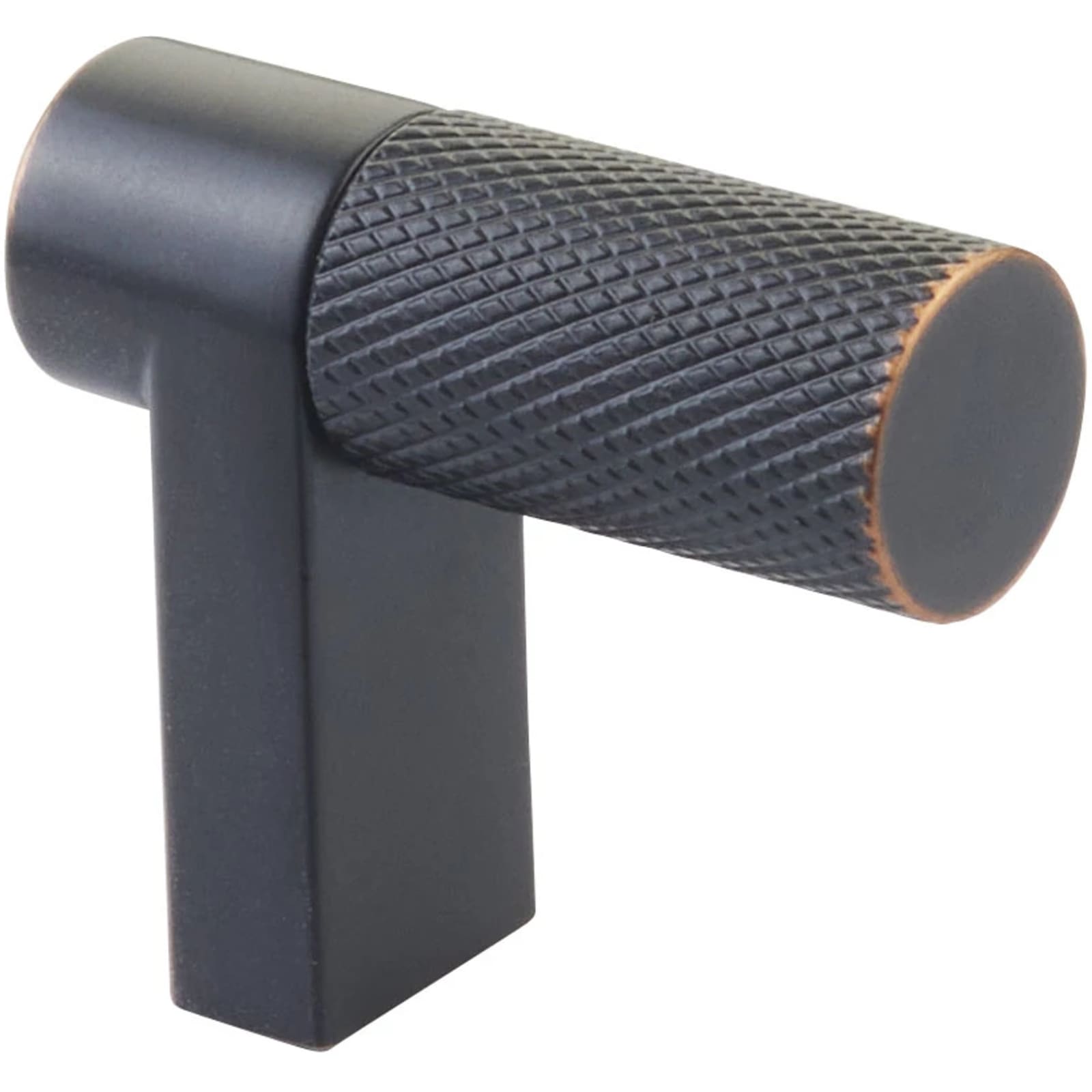 Emtek SELECT Jaladera de Dedo Rectangular Moleteada — Bronce Aceitado