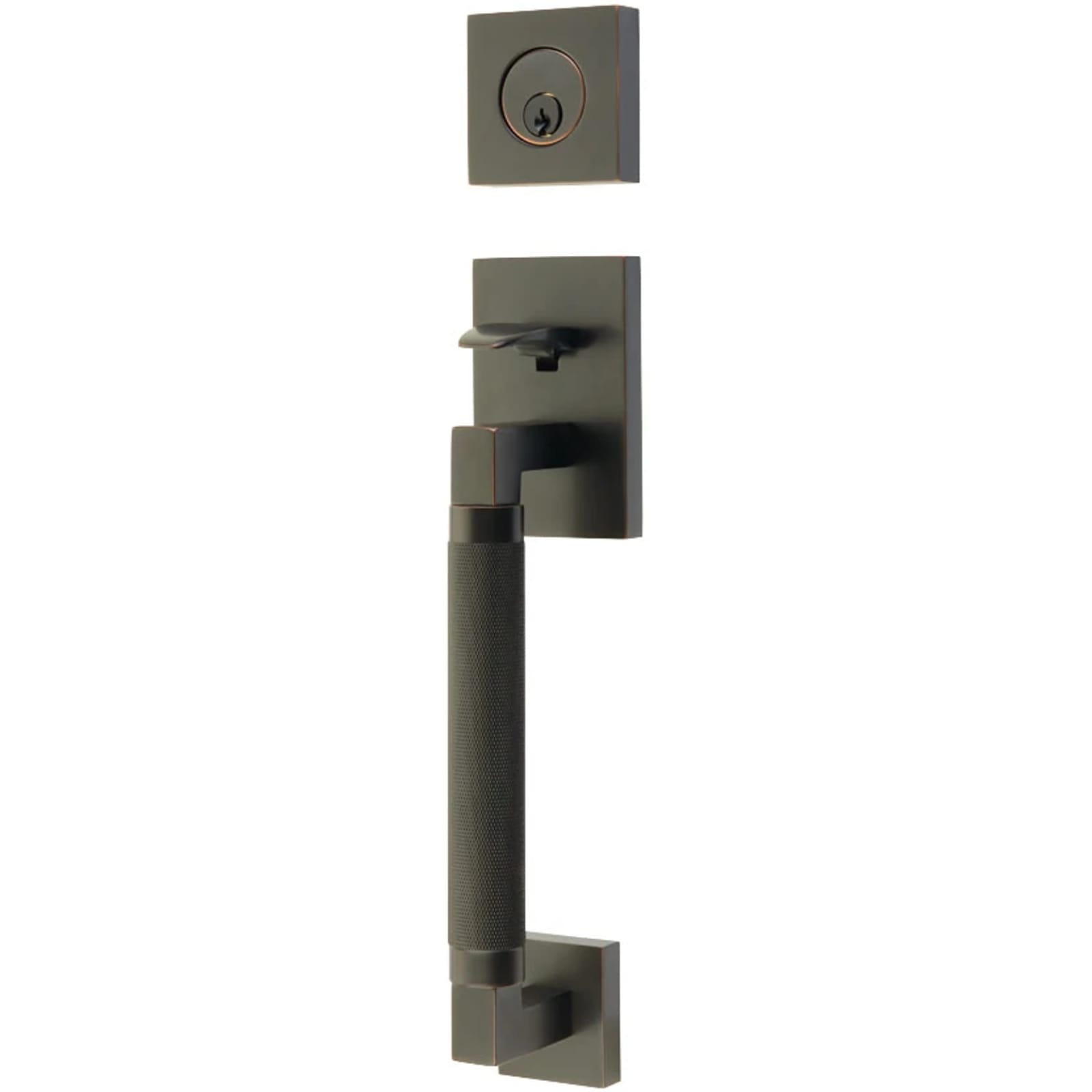 Emtek Juego de Entrada — Hercules Knurled Sectional — Bronce Aceitado