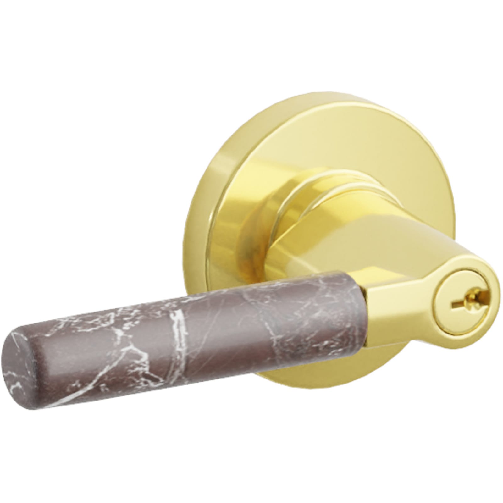 Emtek Manija con Llave SELECT L-Square Rosso Levanto Marble — Latón sin Laca