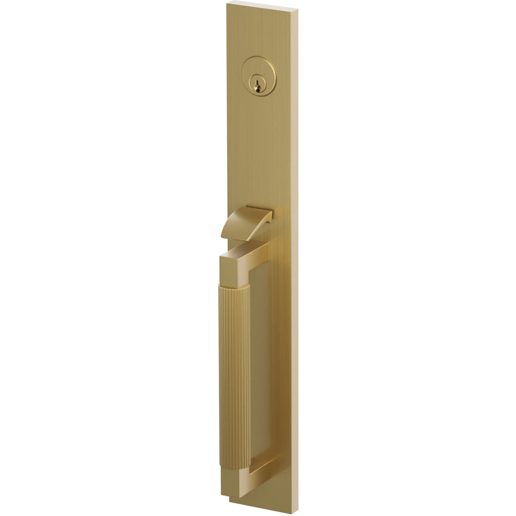 Emtek Juego de Entrada — Select Full Length Tubular Straight Knurled — Francés Antiguo