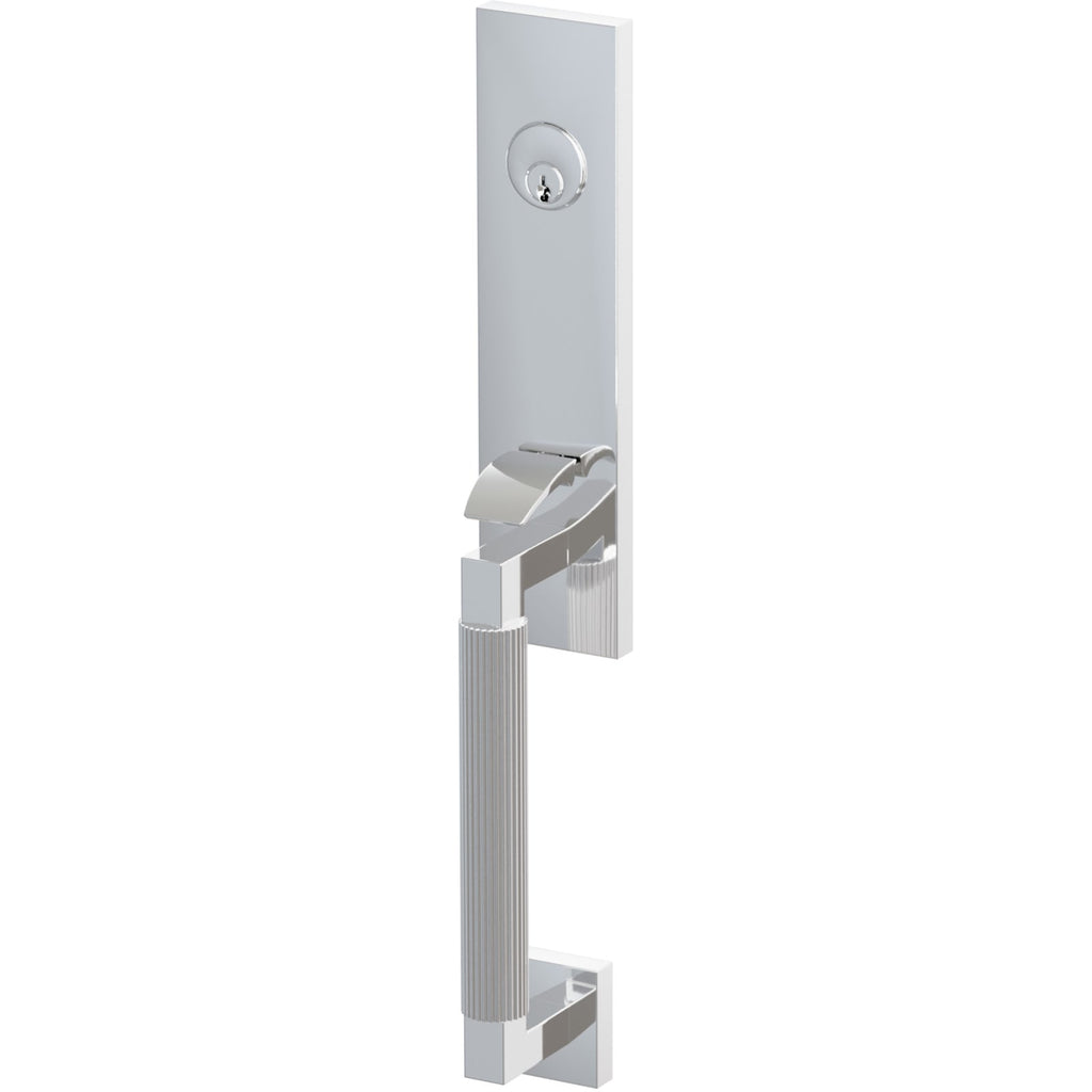 Emtek Juego de Entrada — Select Monolithic Tubular Straight Knurled — Cromo Pulido