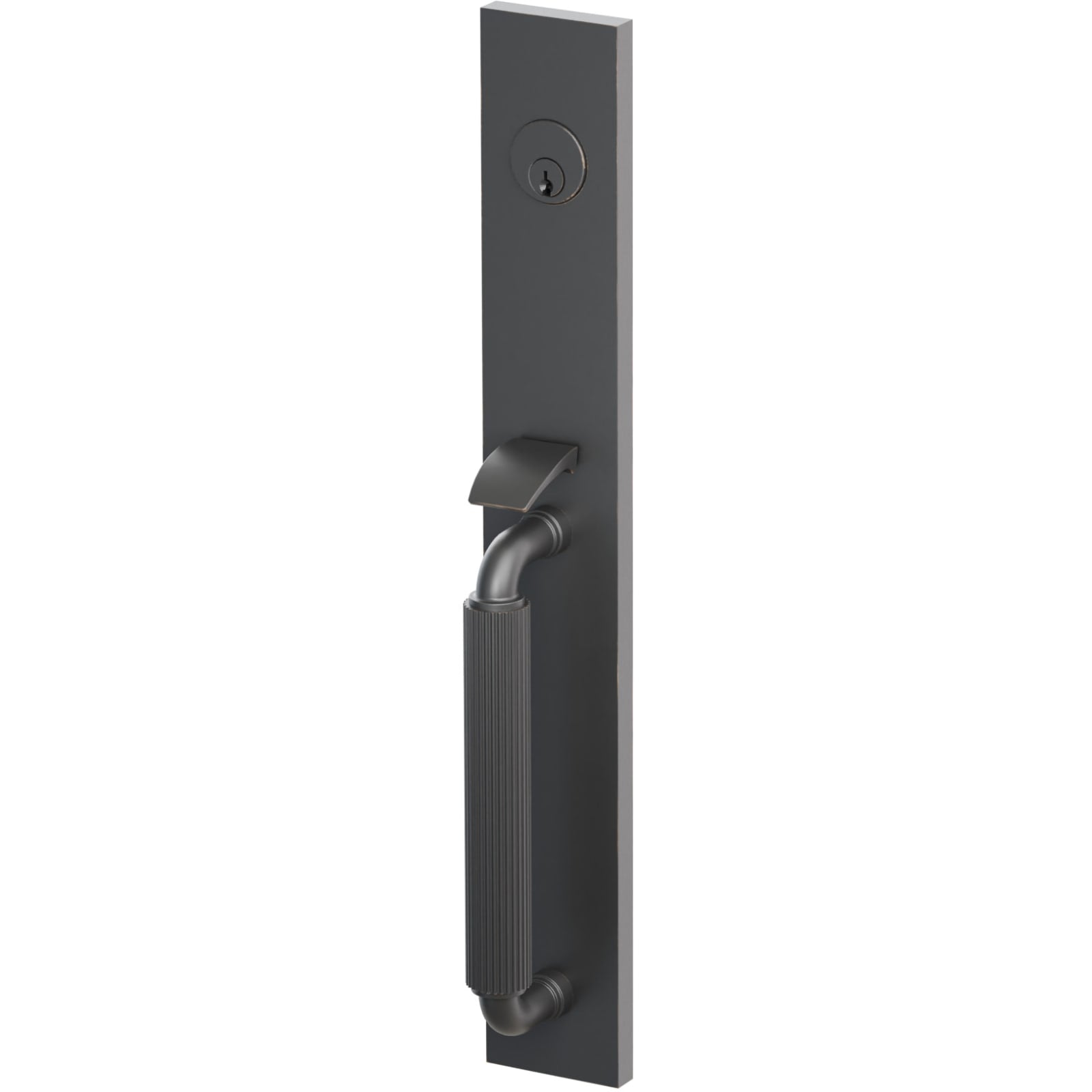 Emtek Juego de Entrada — Select Straight Knurled Full Length Mortise_R-Bar Stem