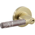 Emtek Manija con Llave SELECT L-Square Rosso Levanto Marble — Latón Satinado