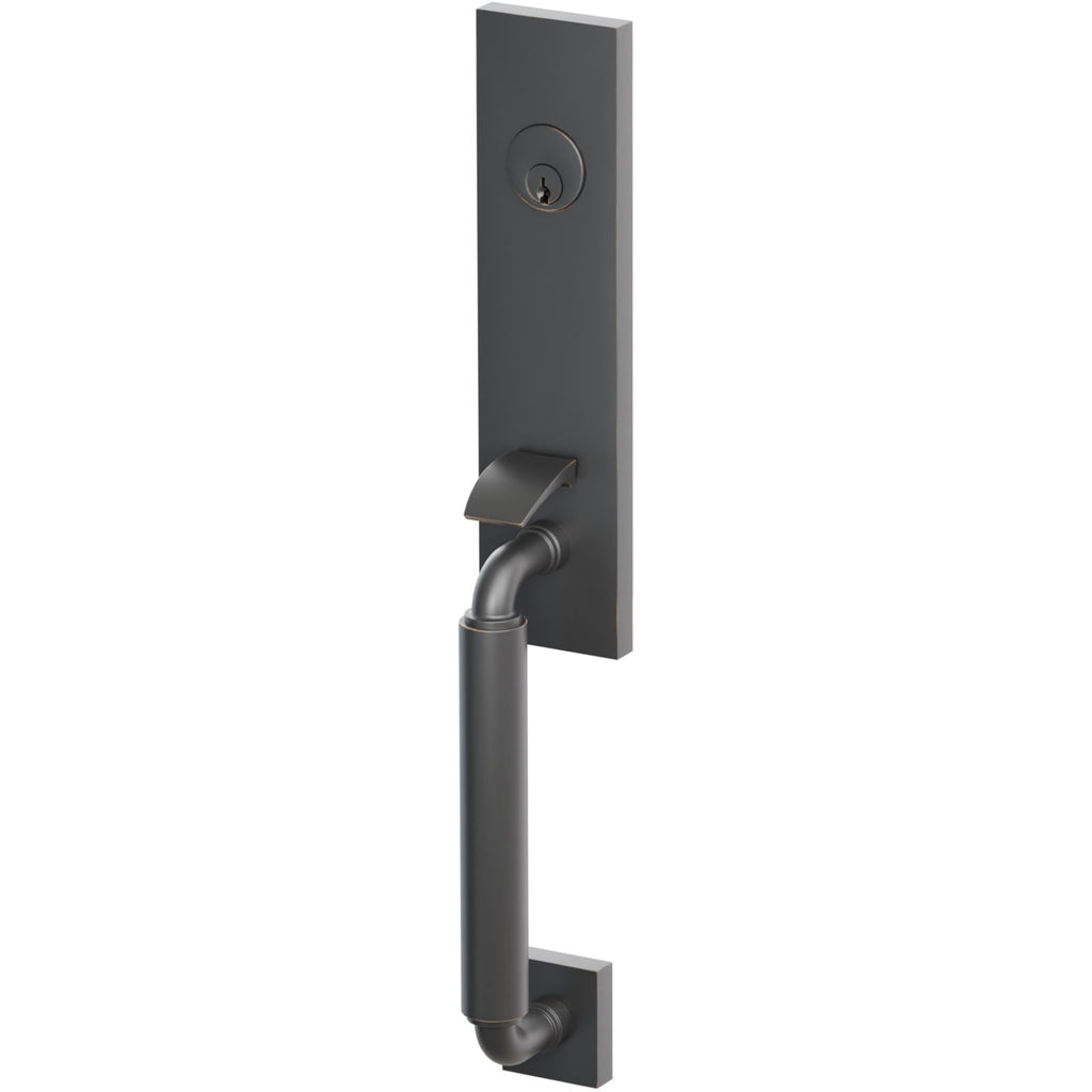 Emtek Juego de Entrada — Select Monolithic Tubular Smooth_R-Bar — Bronce Aceitado