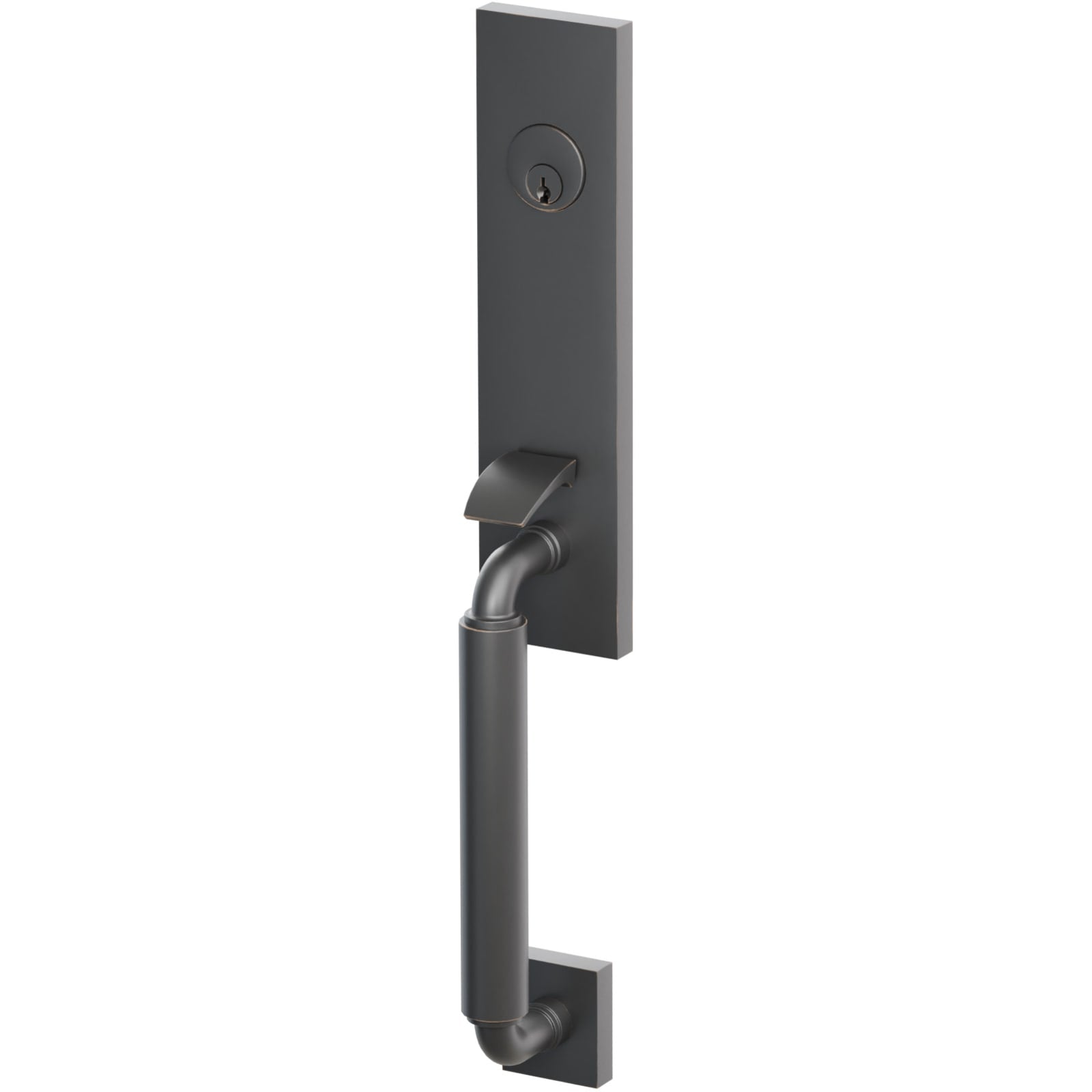 Emtek Juego de Entrada — Select Monolithic Tubular Smooth_R-Bar — Bronce Aceitado