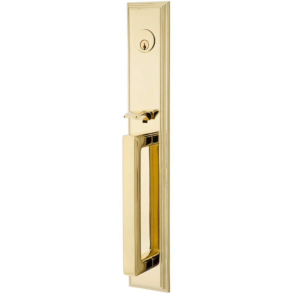 Emtek Juego de Entrada — Melrose Tubular — Latón sin Laca