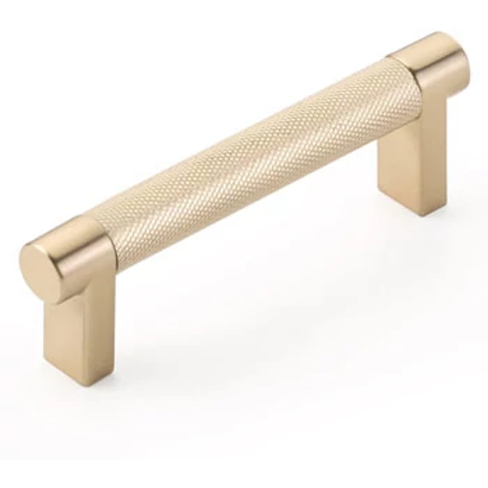 Emtek SELECT Jaladera Rectangular Moleteada — Latón Satinado
