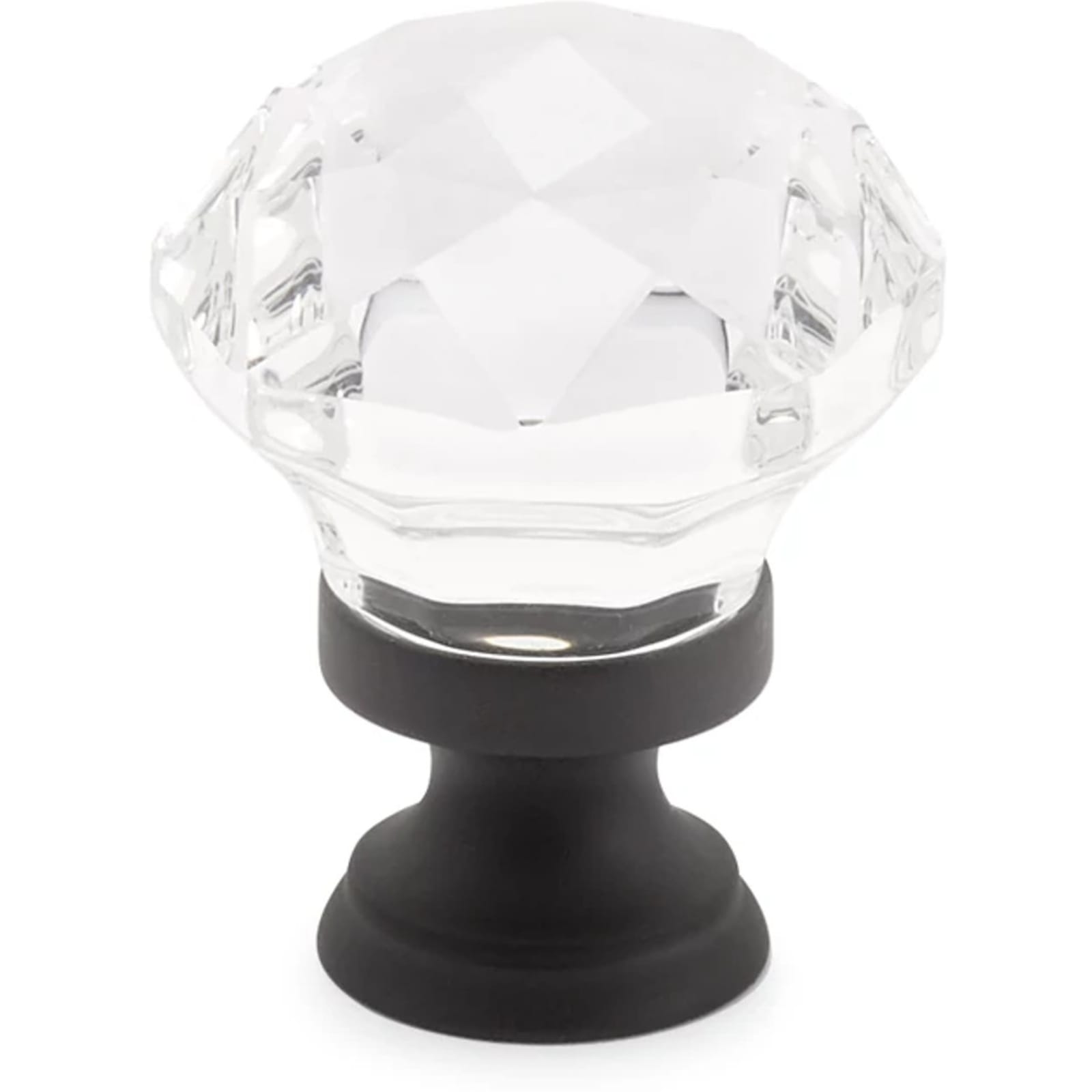 Emtek Perilla de Gabinete Diamond de Vidrio — Negro Mate