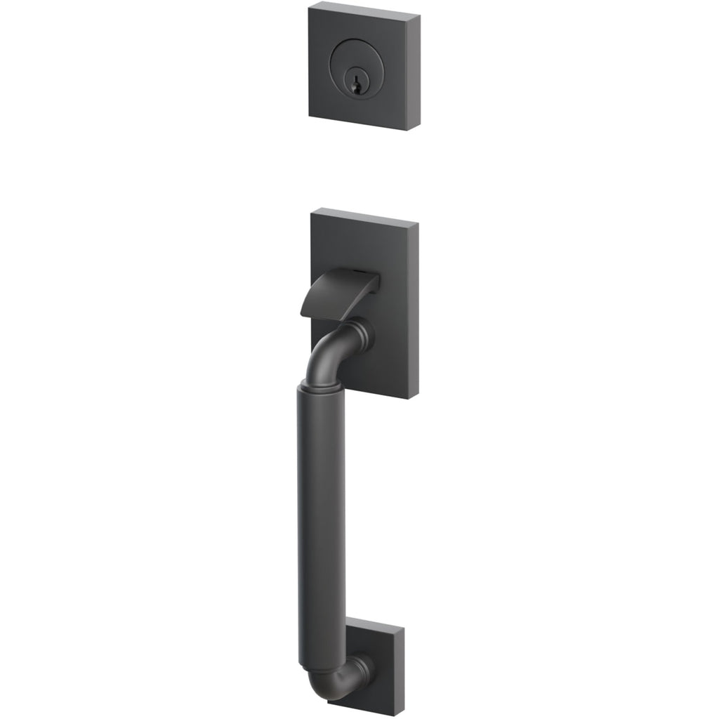 Emtek Juego de Entrada — Select Sectional Tubular Smooth_R-Bar Stem — Negro Mate
