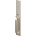 Emtek Juego de Entrada — Select Full Length Tubular Straight Knurled_R-Bar Stem — Níquel Satinado