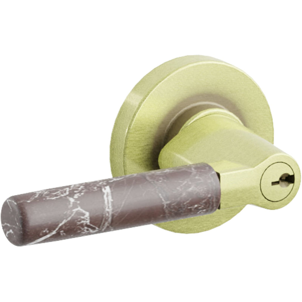 Emtek Manija con Llave SELECT L-Square Rosso Levanto Marble — Francés Antiguo