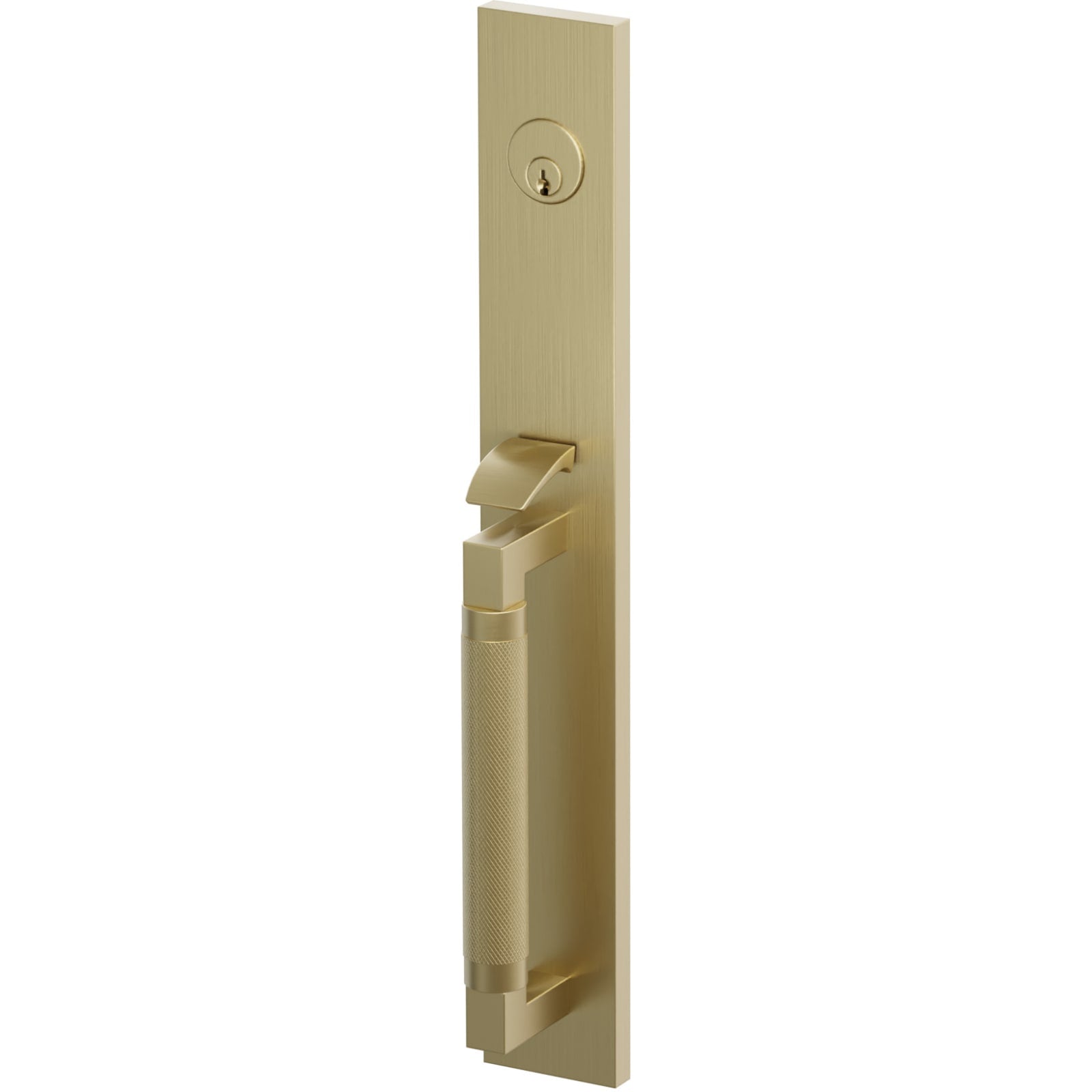 Emtek Juego de Entrada — Select Full Length Tubular Knurled — Latón Satinado