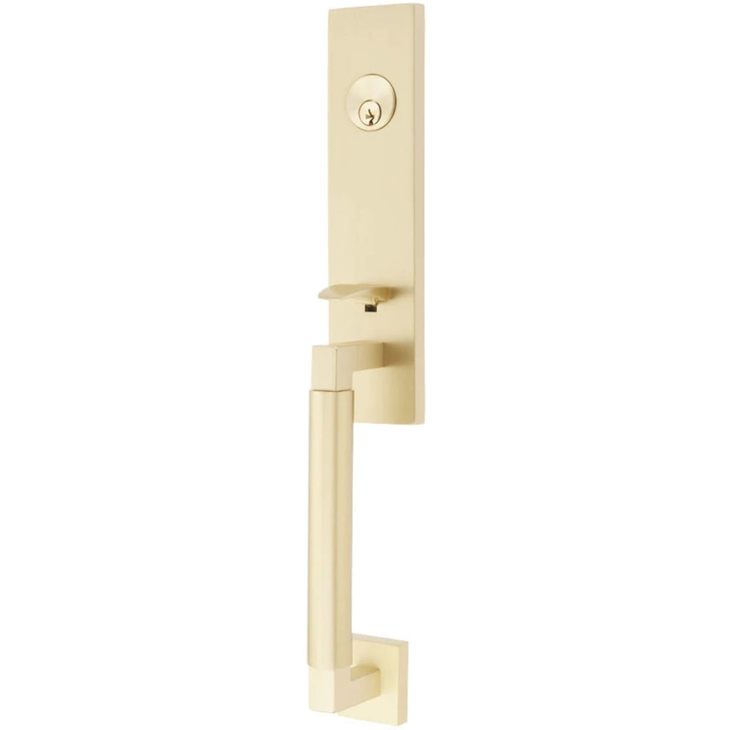 Emtek Juego de Entrada — Hercules Smooth Monolithic Tubular — Latón Satinado