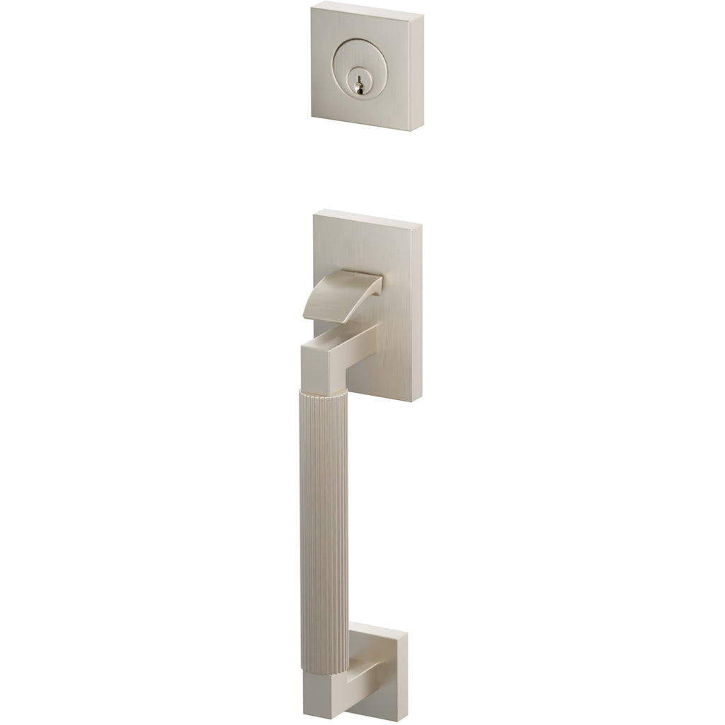 Emtek Juego de Entrada — Select Sectional Tubular Straight Knurled — Níquel Satinado