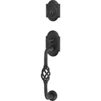 Emtek Juego de Entrada — Sectional with Lafayette Grip — Acero Negro Mate