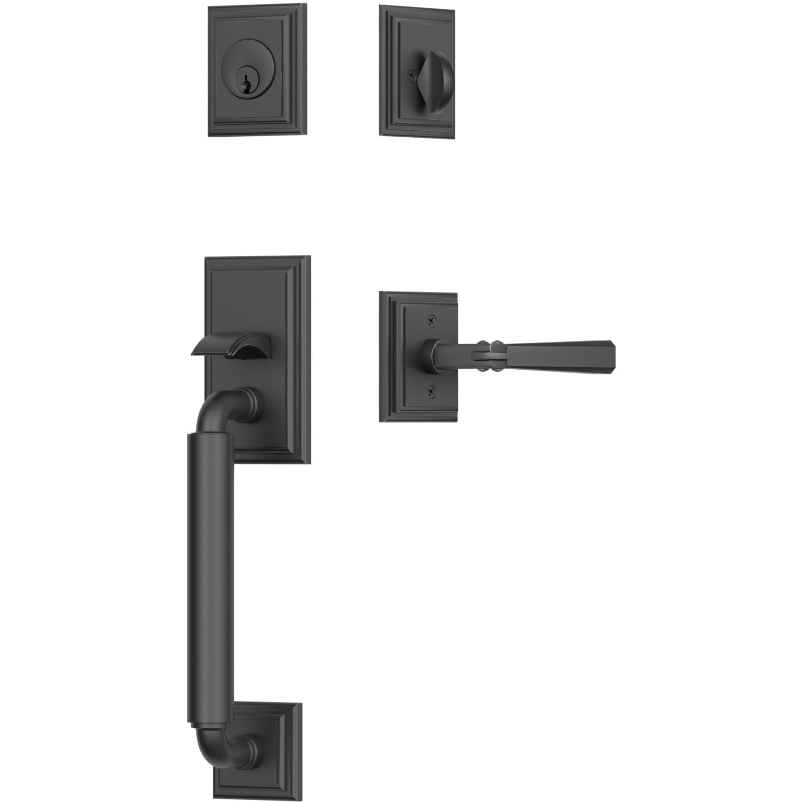 Emtek Juego de Entrada — Manning Sectional Tubular — Bronce Aceitado