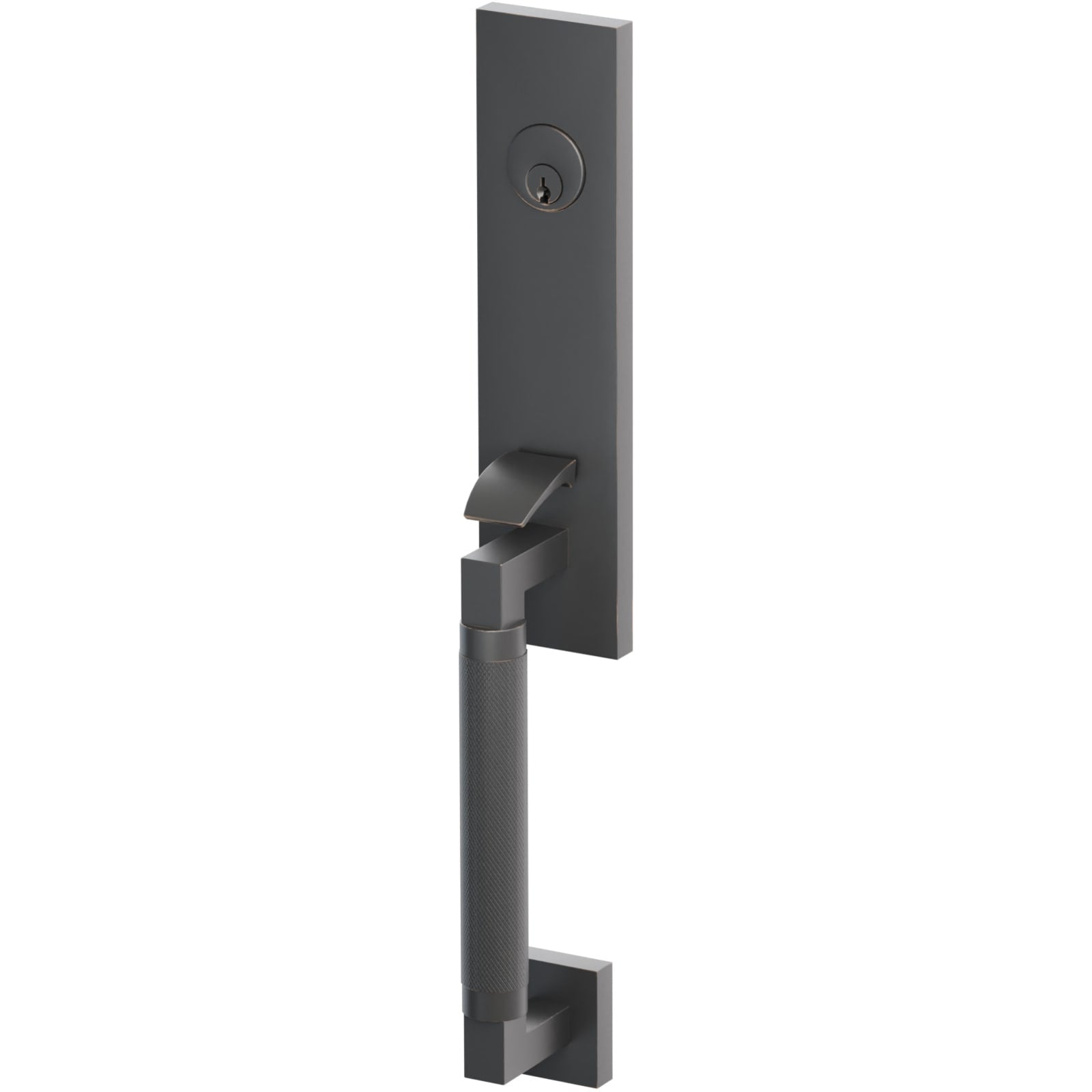 Emtek Juego de Entrada — Select Monolithic Tubular Knurled — Bronce Aceitado