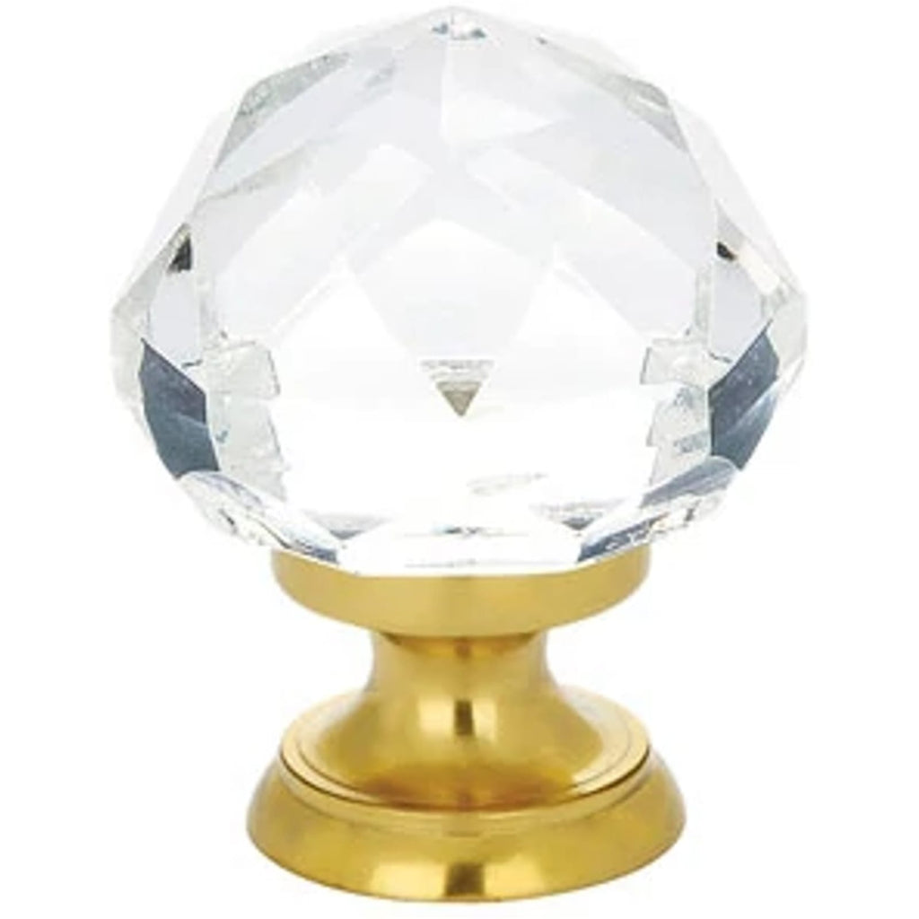 Emtek Perilla de Gabinete Diamond de Vidrio — Latón Pulido