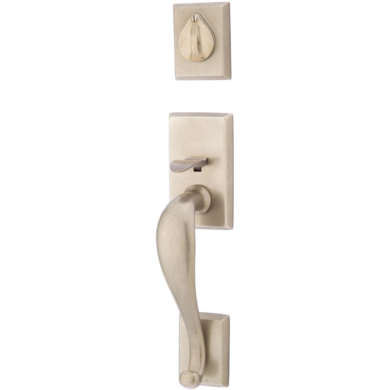 Emtek Juego de Entrada — Rectangular Sectional Tubular — Bronce Blanco Envejecido