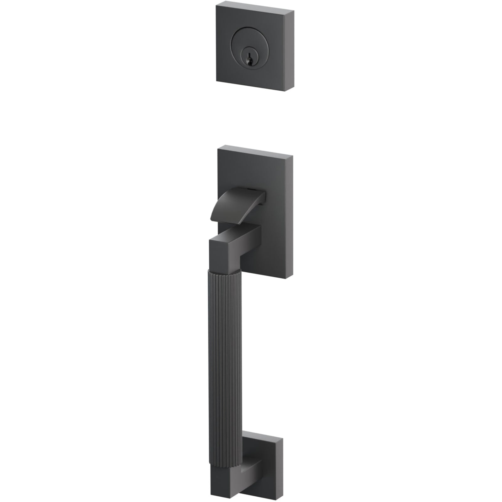 Emtek Juego de Entrada — Select Sectional Tubular Straight Knurled — Negro Mate