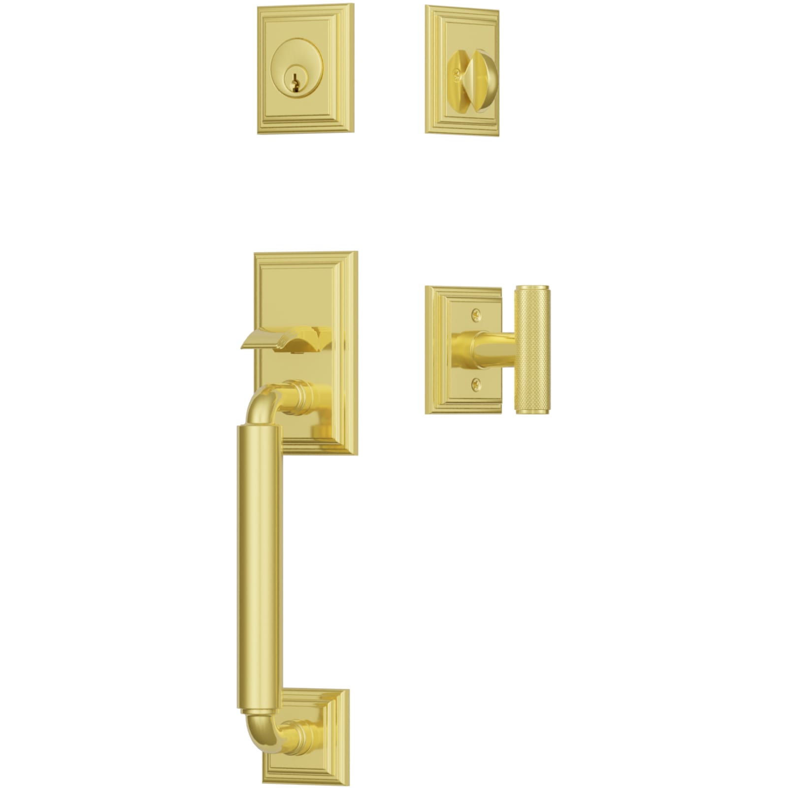 Emtek Juego de Entrada — Manning Sectional Tubular — Latón sin Laca
