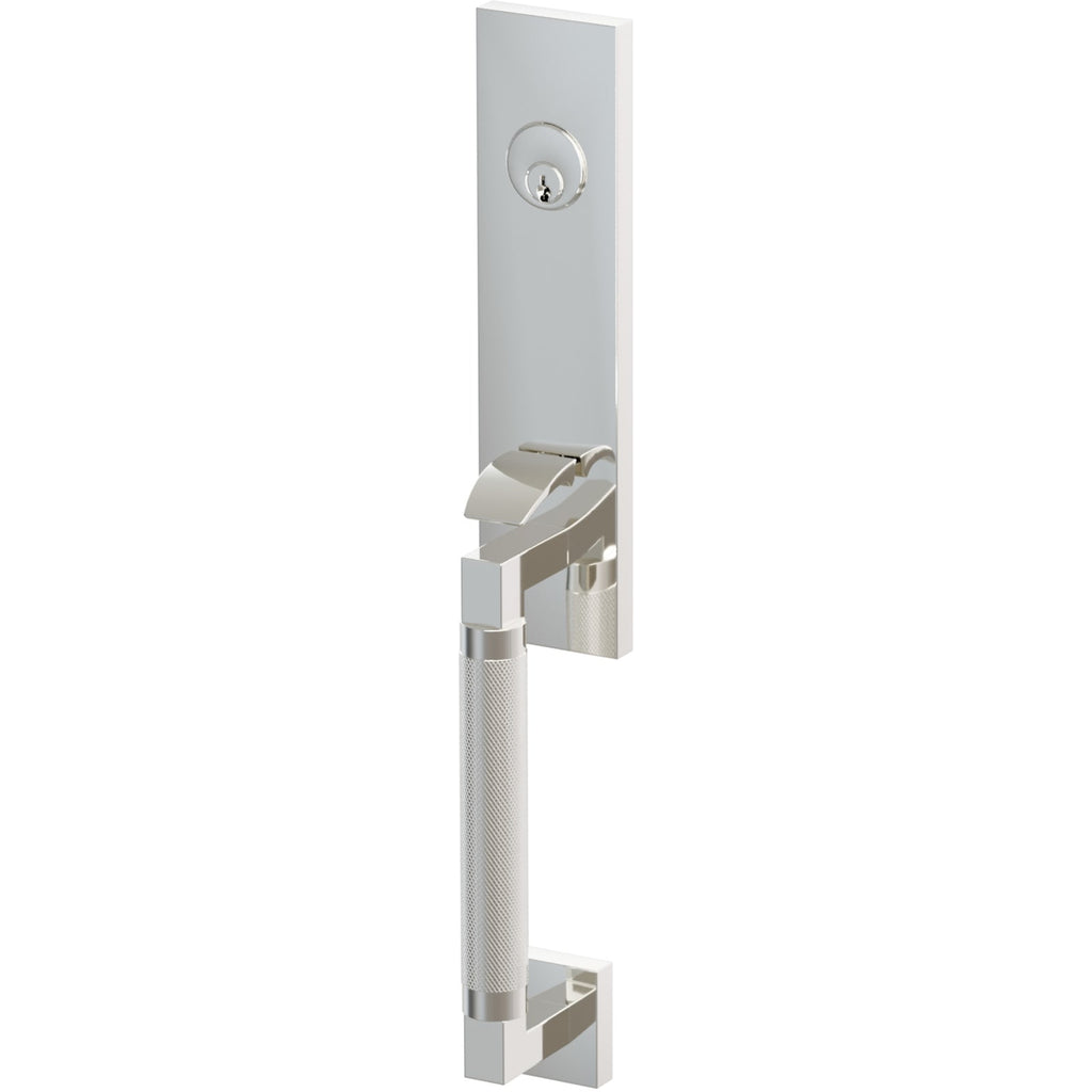 Emtek Juego de Entrada — Select Monolithic Tubular Knurled — Níquel Pulido