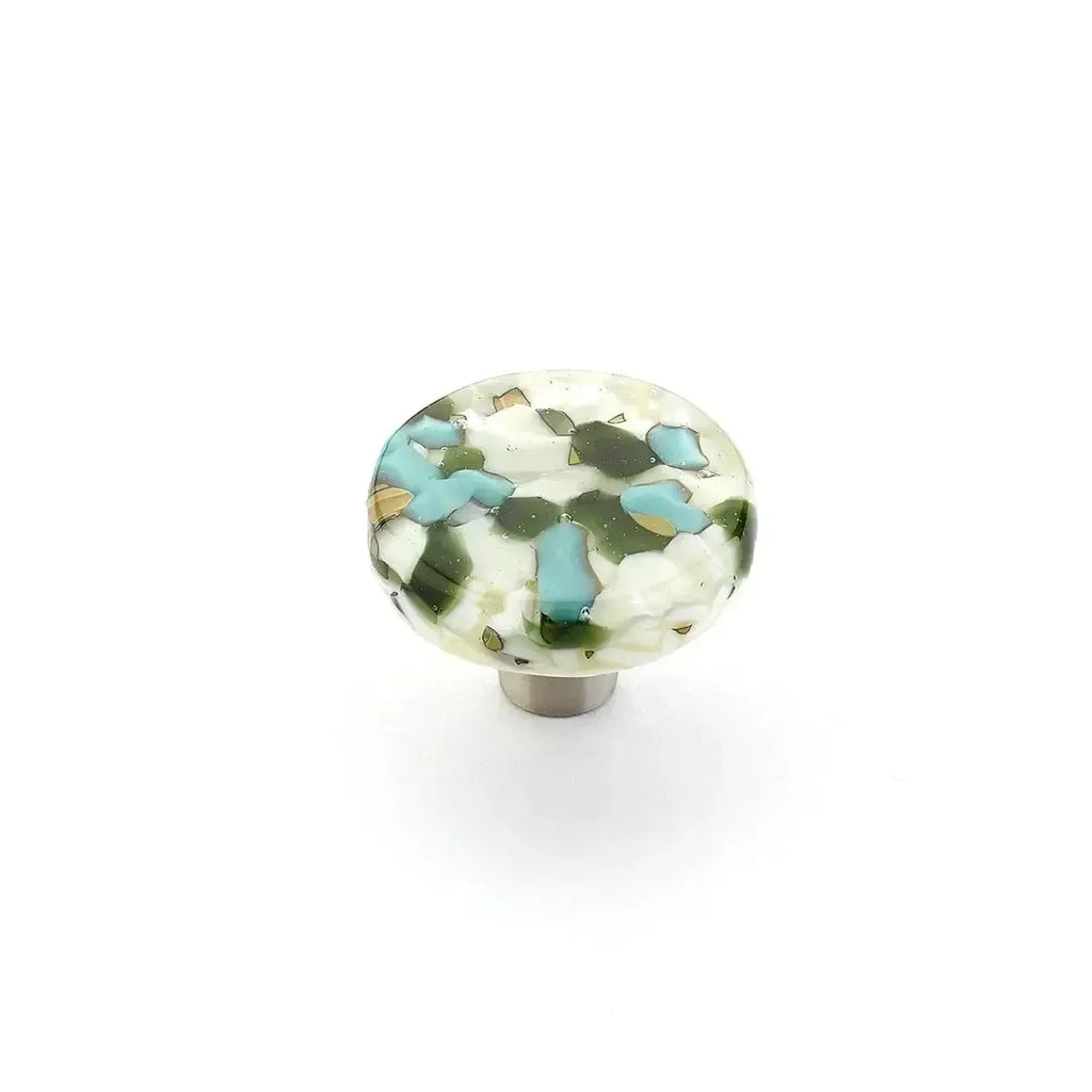 Schaub Perilla Ice Green Blue Pebbles Note**** We de Vidrio Redonda, 1-1/2" diám.
