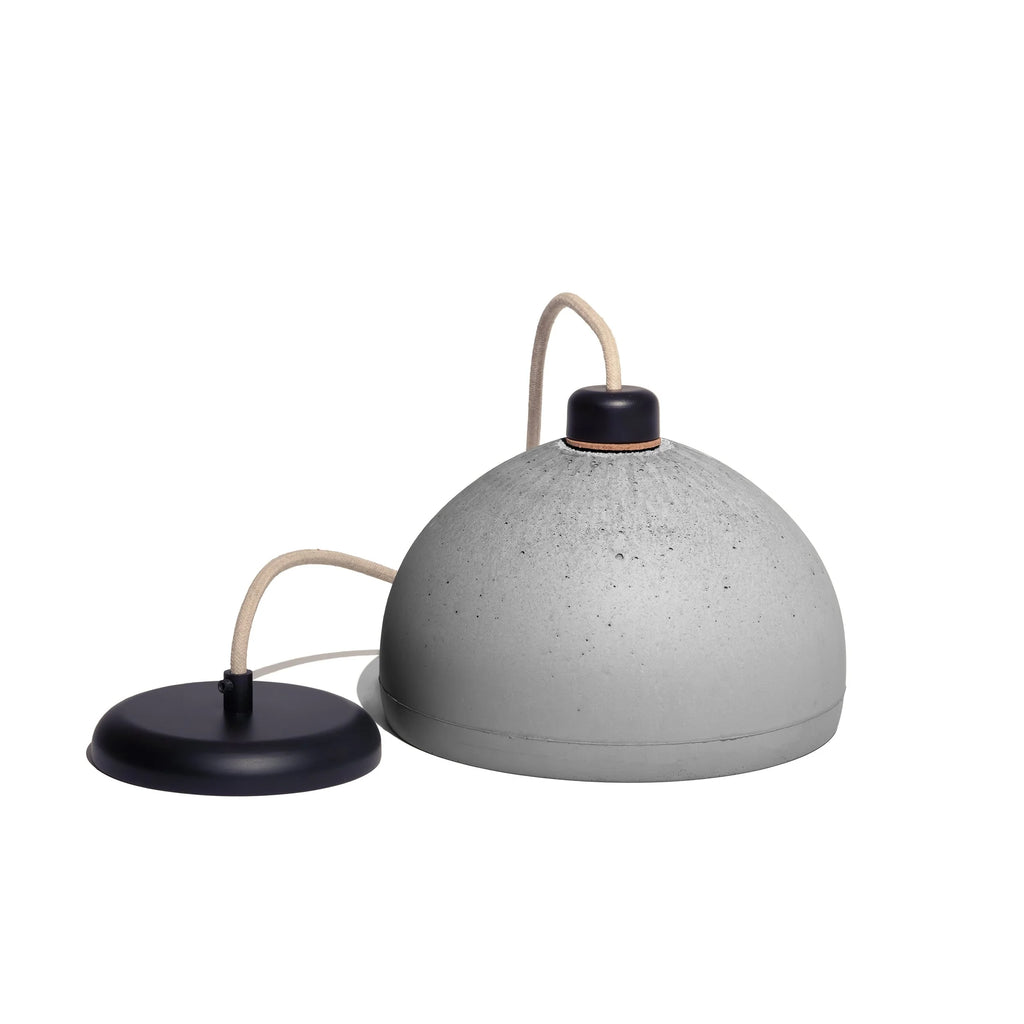 Lámpara de techo de concreto con canope negro