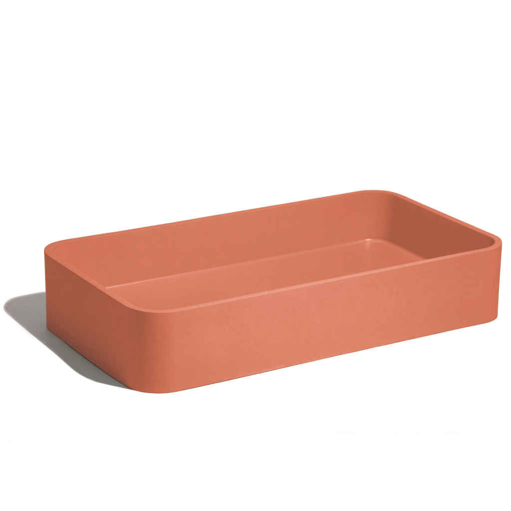 Lavabo de concreto rectangular marca Mistoa en color arcilla