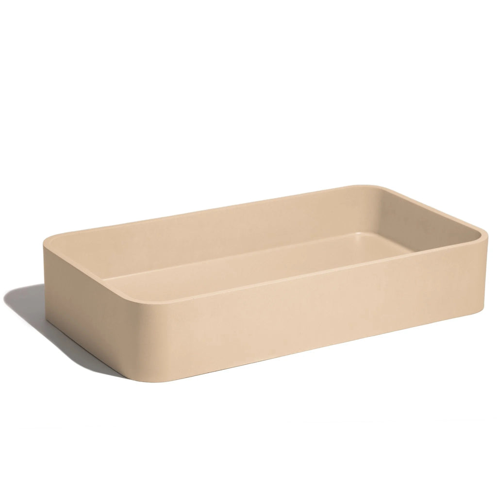 Lavabo de concreto rectangular marca Mistoa en color durazno