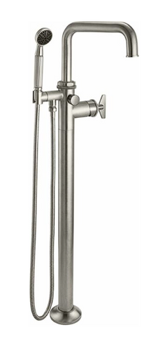 Llenador de bañera Steampunk de un orificio y montaje en el suelo - Caño bajo Quad