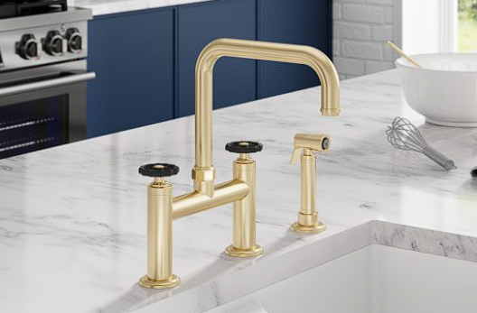 California Faucets Grifería de cocina Bridge - Caño cuádruple