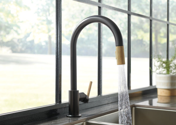 Grifo de cocina extraíble SmartTouch® con tubo arqueado y manija moleteada - LITZE®
